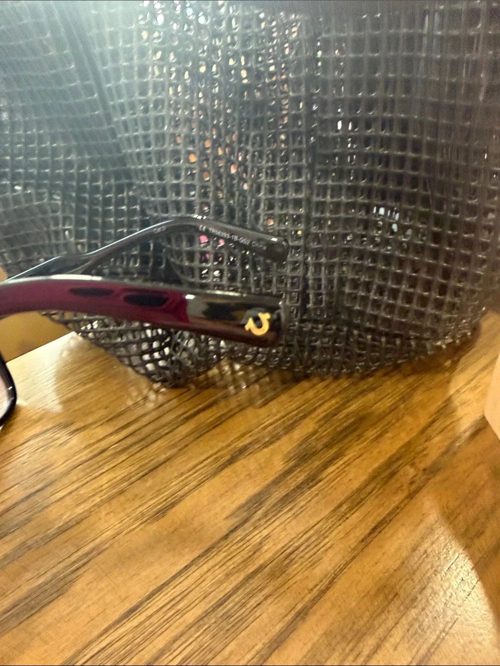 True Religion Black Cat-Eye Sunglasses with Gradient Purple Lenses